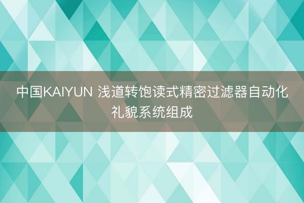 中国KAIYUN 浅道转饱读式精密过滤器自动化礼貌系统组成
