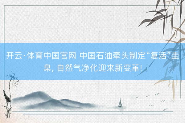 开云·体育中国官网 中国石油牵头制定“复活”圭臬， 自然气净化迎来新变革!