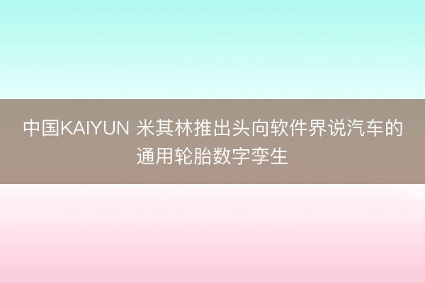 中国KAIYUN 米其林推出头向软件界说汽车的通用轮胎数字孪生