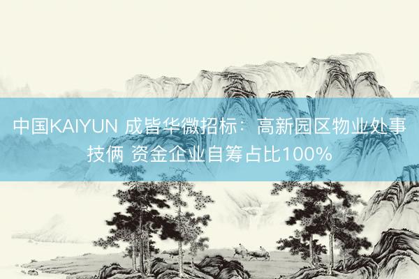 中国KAIYUN 成皆华微招标：高新园区物业处事技俩 资金企业自筹占比100%