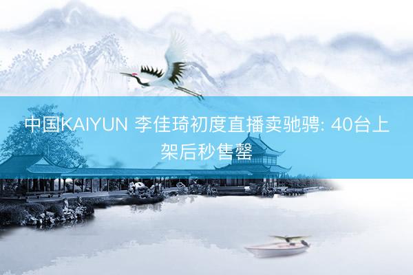 中国KAIYUN 李佳琦初度直播卖驰骋: 40台上架后秒售罄