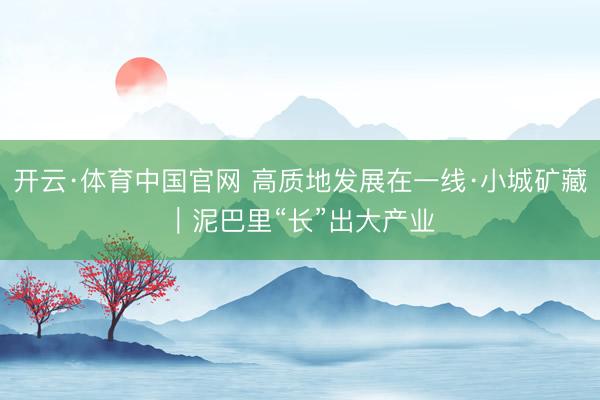 开云·体育中国官网 高质地发展在一线·小城矿藏｜泥巴里“长”出大产业